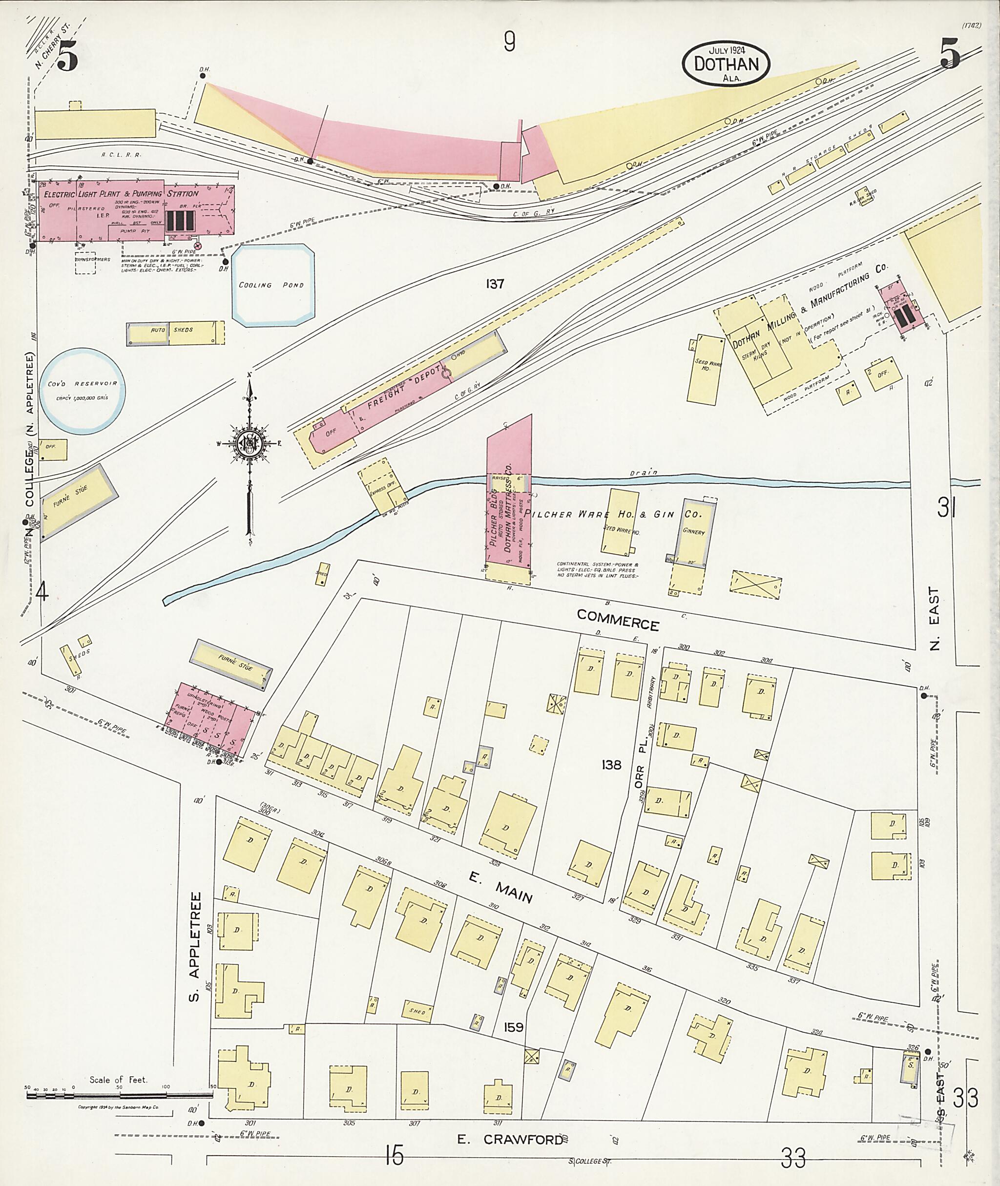 Dothan, Houston County, Alabama 1924 (Sheet 5 of 36) by Relic Map Company