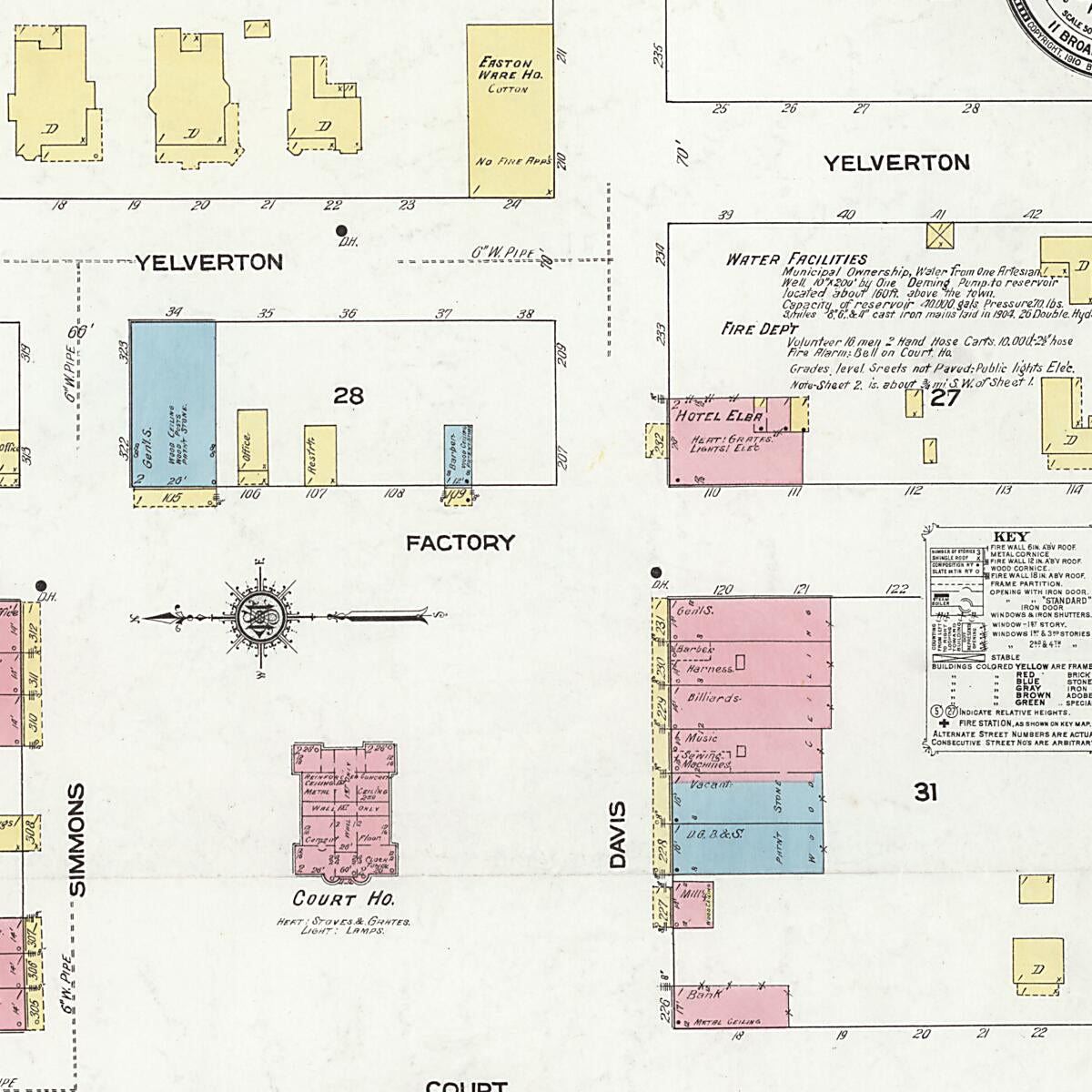 This old map of Elba, Coffee County, Alabama was created by Sanborn Map Company in 1910