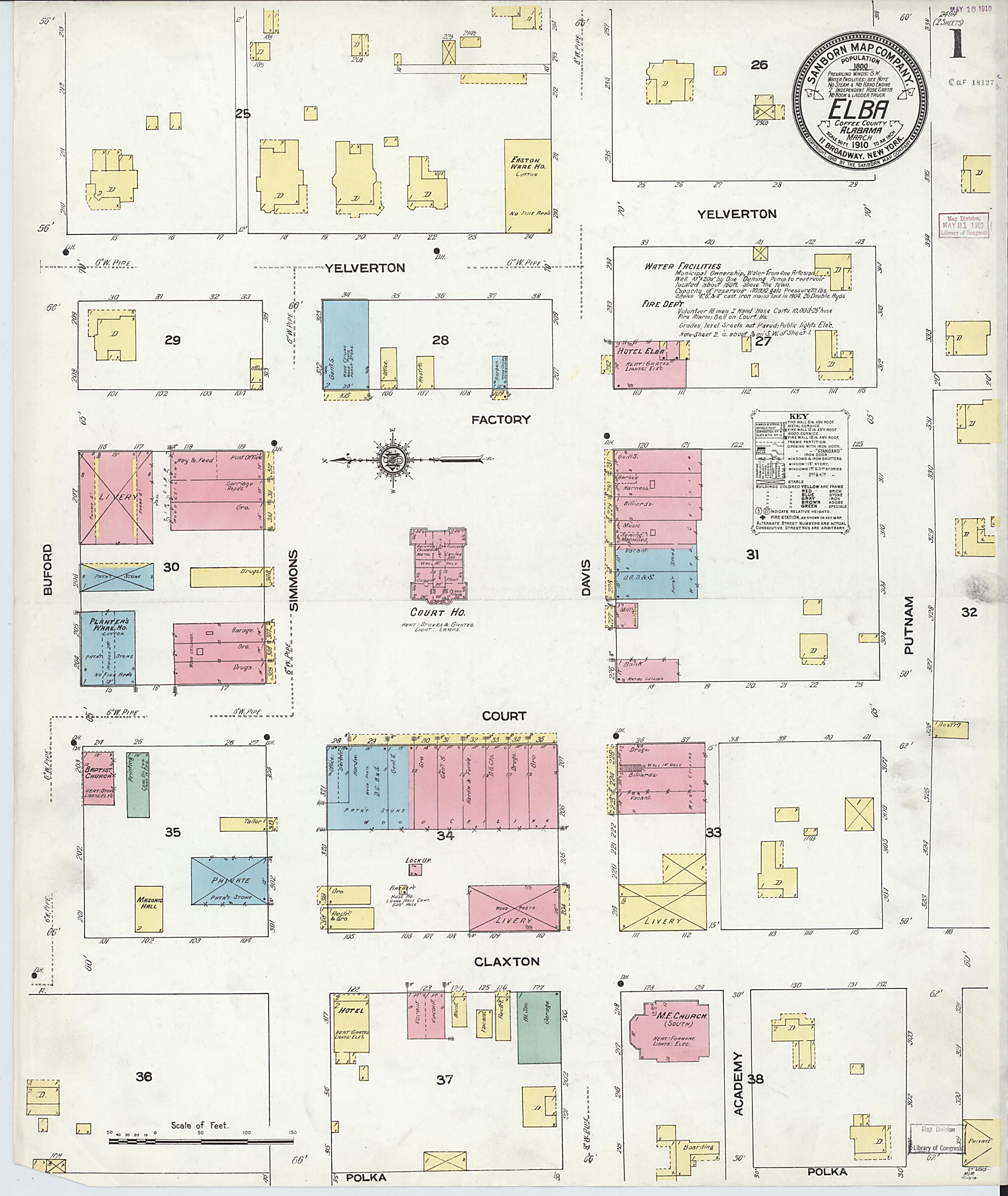 Elba, Coffee County, Alabama 1910 (Sheet 1 of 2) by Relic Map Company