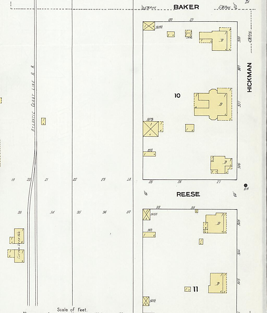 This old map of Elba, Coffee County, Alabama was created by Sanborn Map Company in 1910