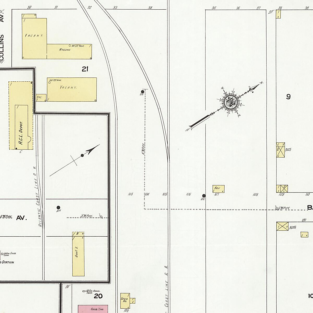 This old map of Elba, Coffee County, Alabama was created by Sanborn Map Company in 1910