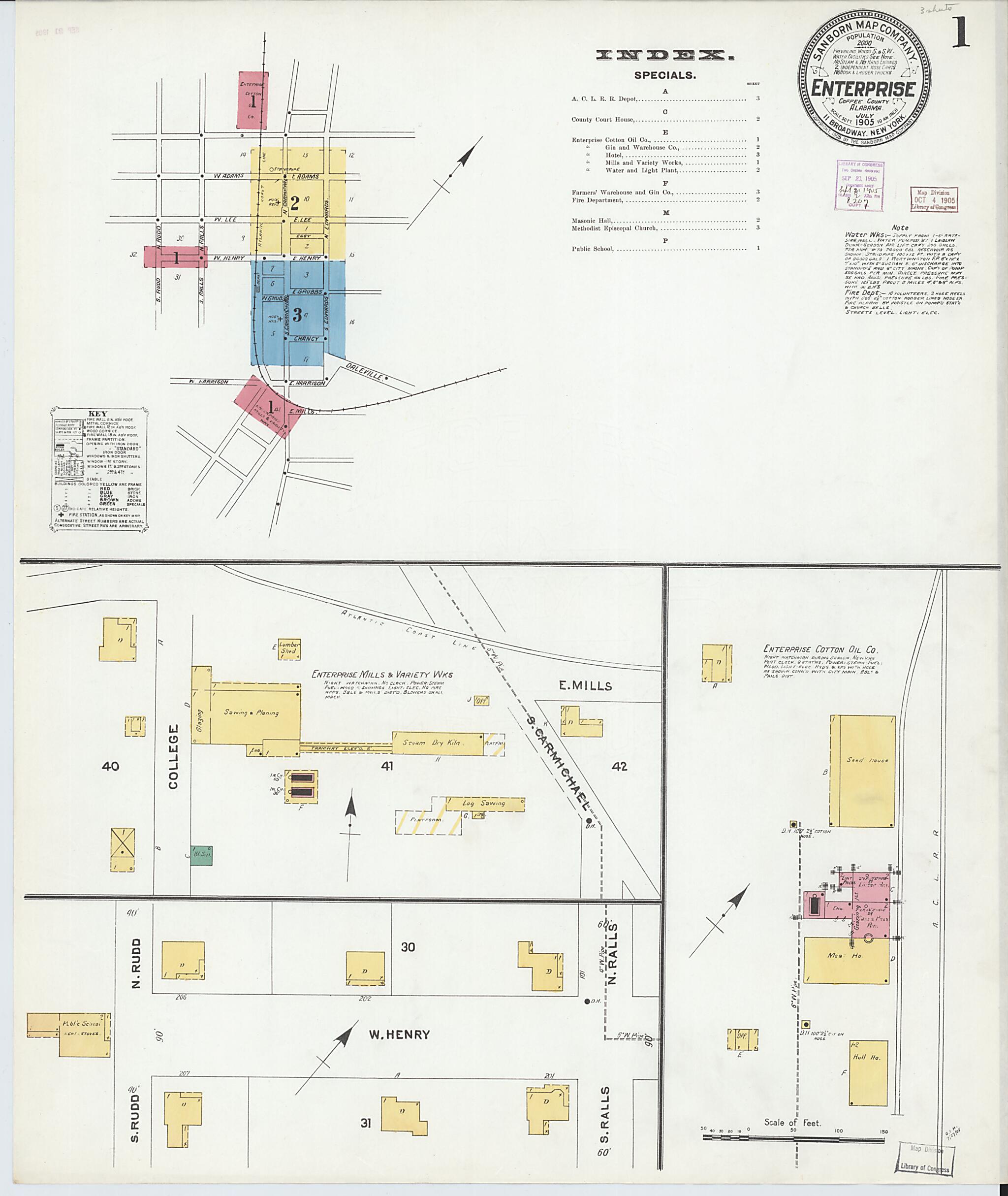 Enterprise, Coffee County, Alabama 1905 (Sheet 1 of 3) by Relic Map Company