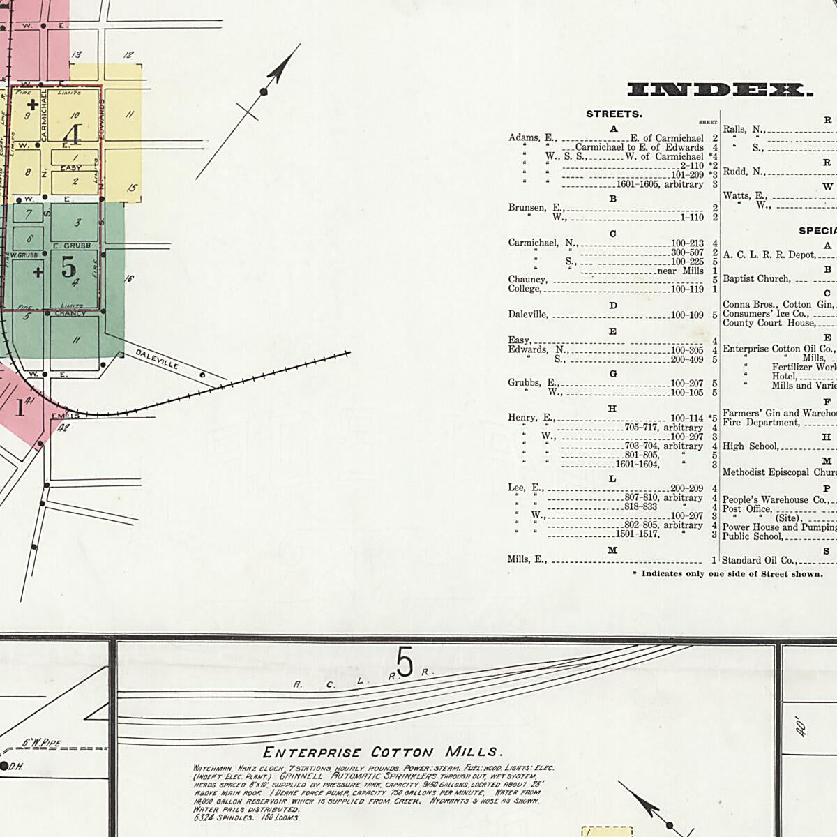This old map of Enterprise, Coffee County, Alabama was created by Sanborn Map Company in 1910