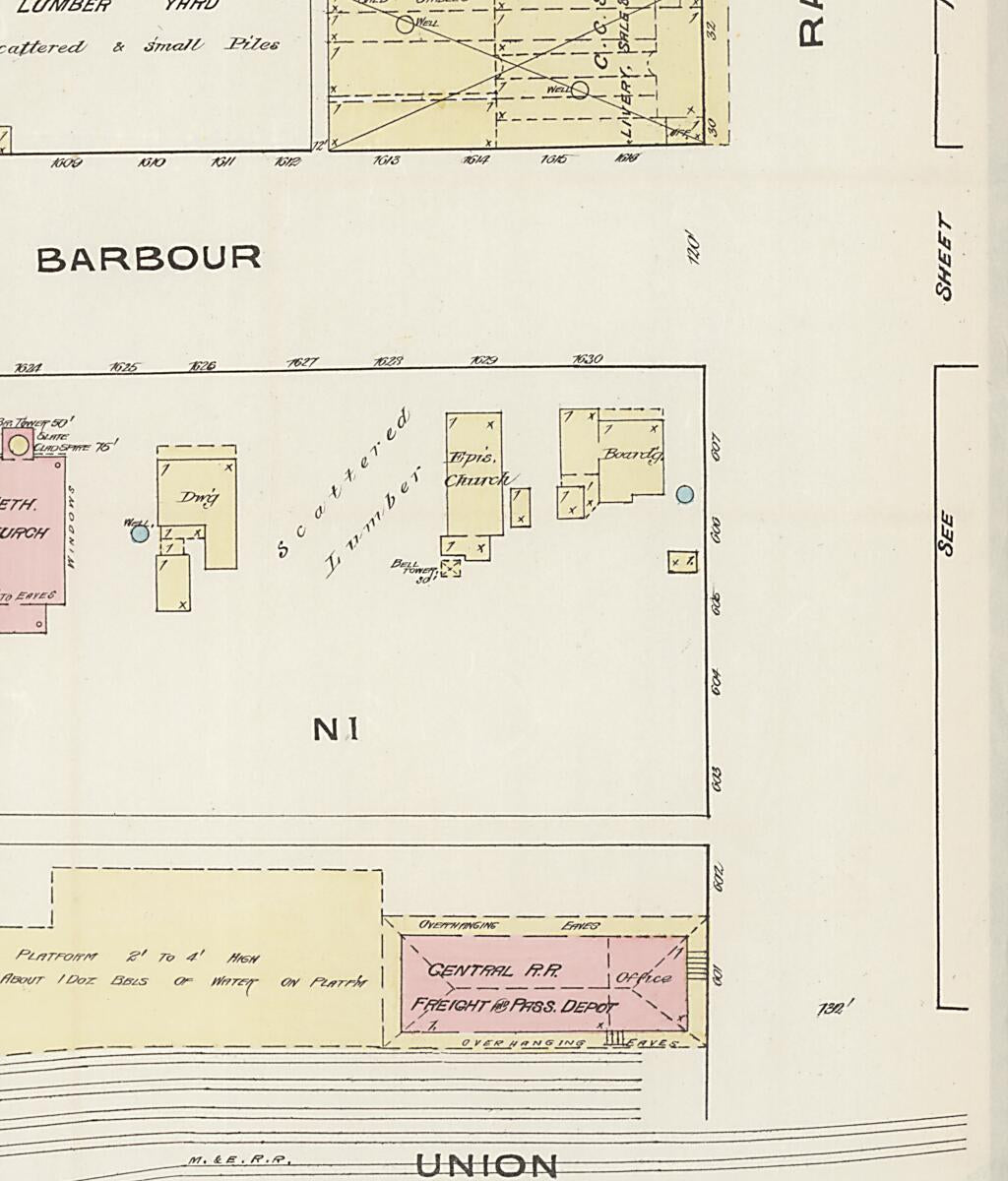 This old map of Eufaula, Barbour County, Alabama was created by Sanborn Map Company in 1885