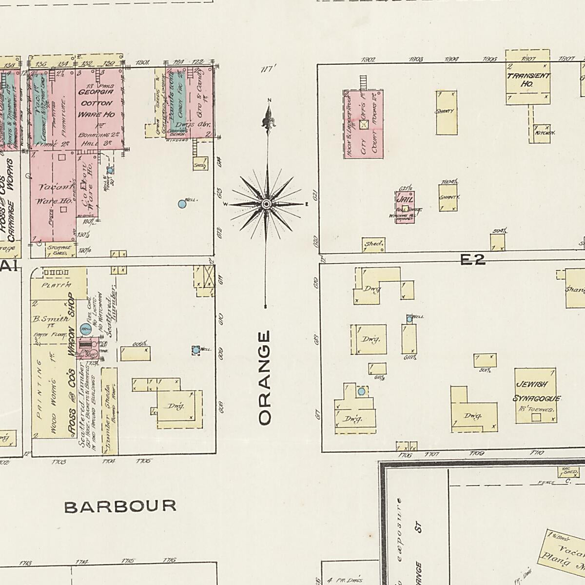 This old map of Eufaula, Barbour County, Alabama was created by Sanborn Map Company in 1885