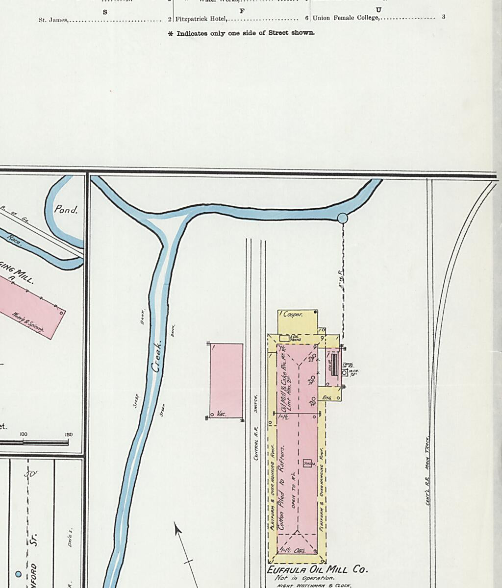 This old map of Eufaula, Barbour County, Alabama was created by Sanborn Map Company in 1892