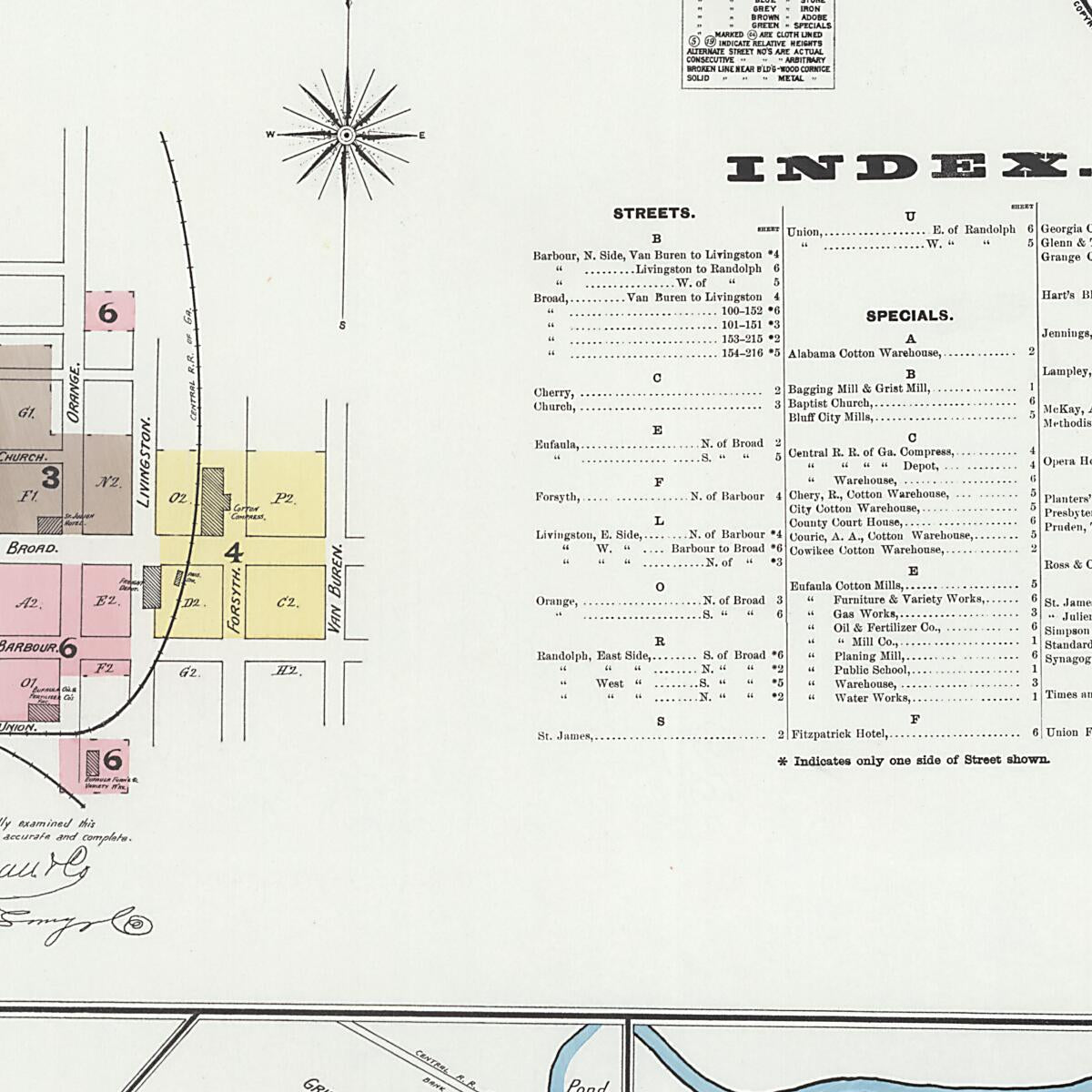 This old map of Eufaula, Barbour County, Alabama was created by Sanborn Map Company in 1892