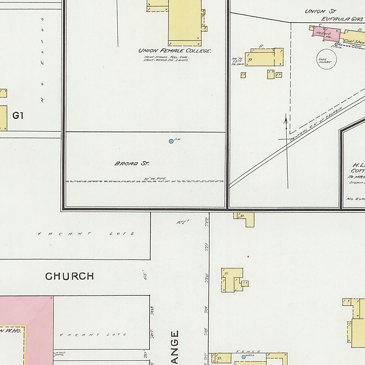 This old map of Eufaula, Barbour County, Alabama was created by Sanborn Map Company in 1892
