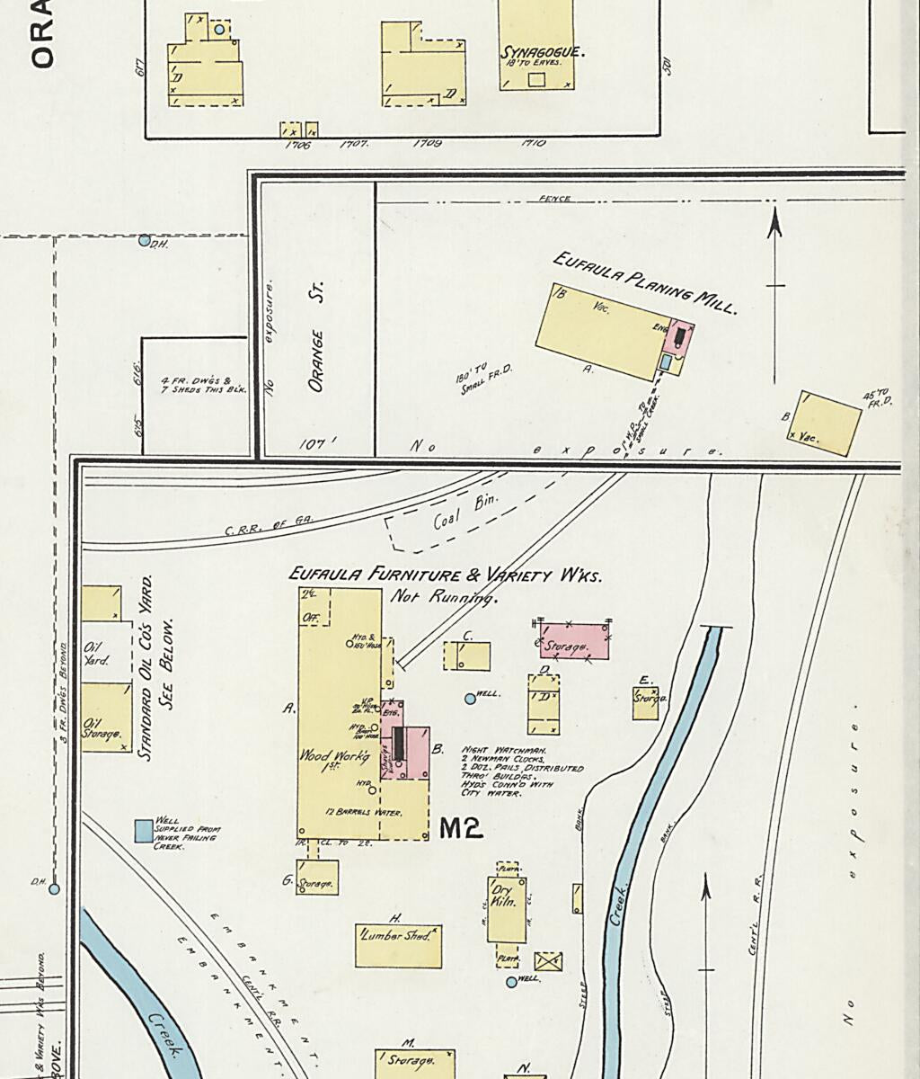 This old map of Eufaula, Barbour County, Alabama was created by Sanborn Map Company in 1892