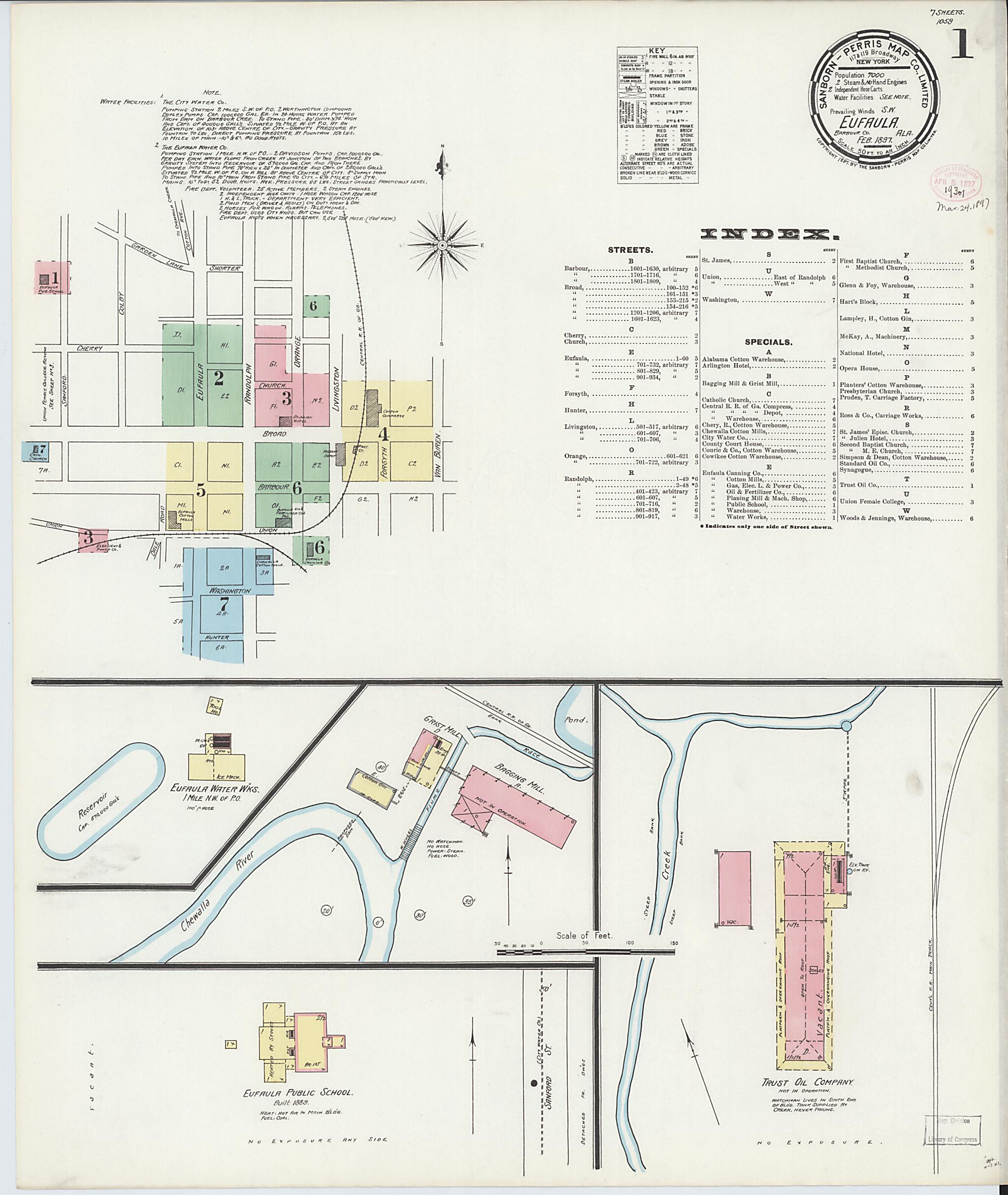 Eufaula, Barbour County, Alabama 1897 (Sheet 1 of 7) by Relic Map Company