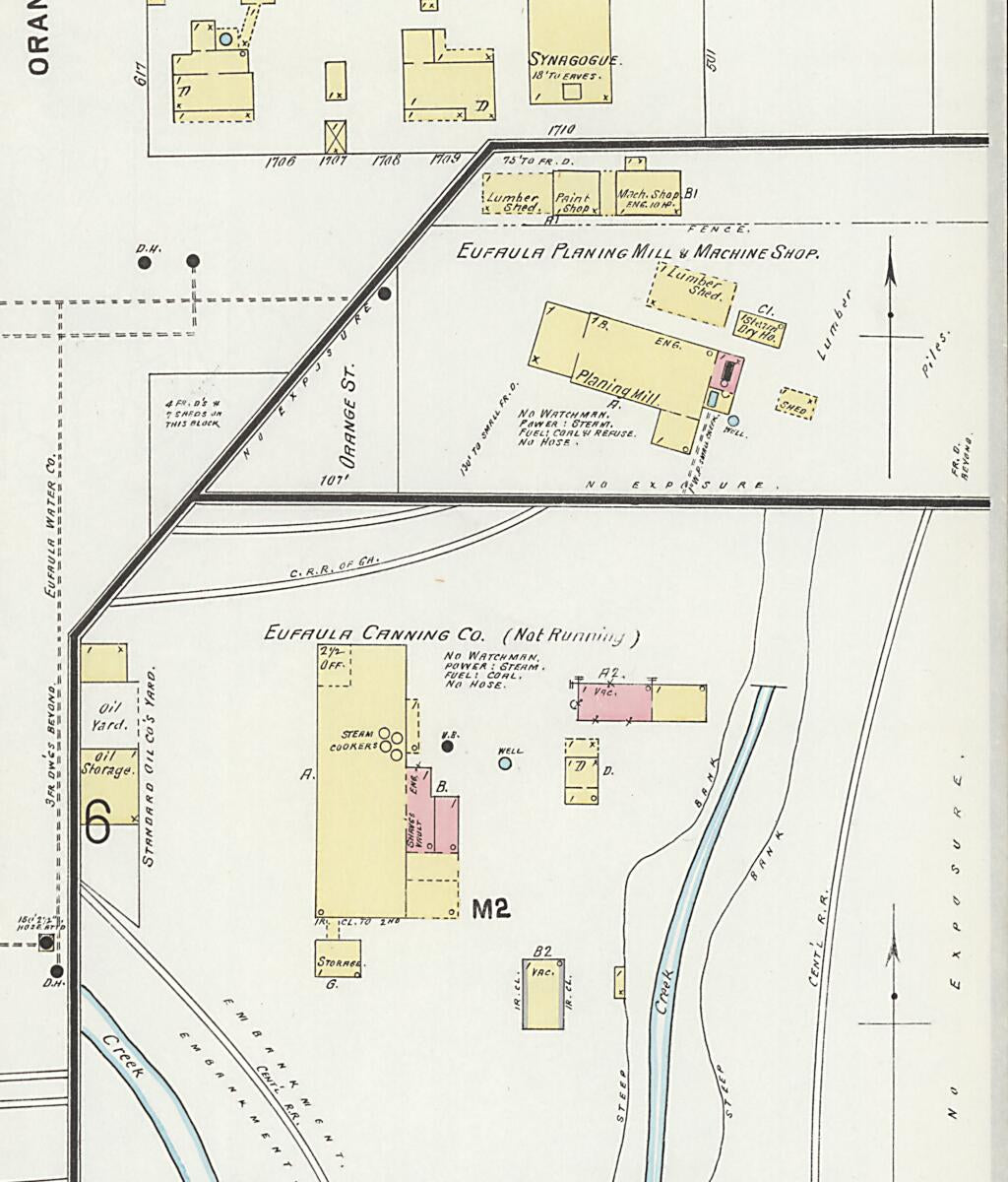 This old map of Eufaula, Barbour County, Alabama was created by Sanborn Map Company in 1897