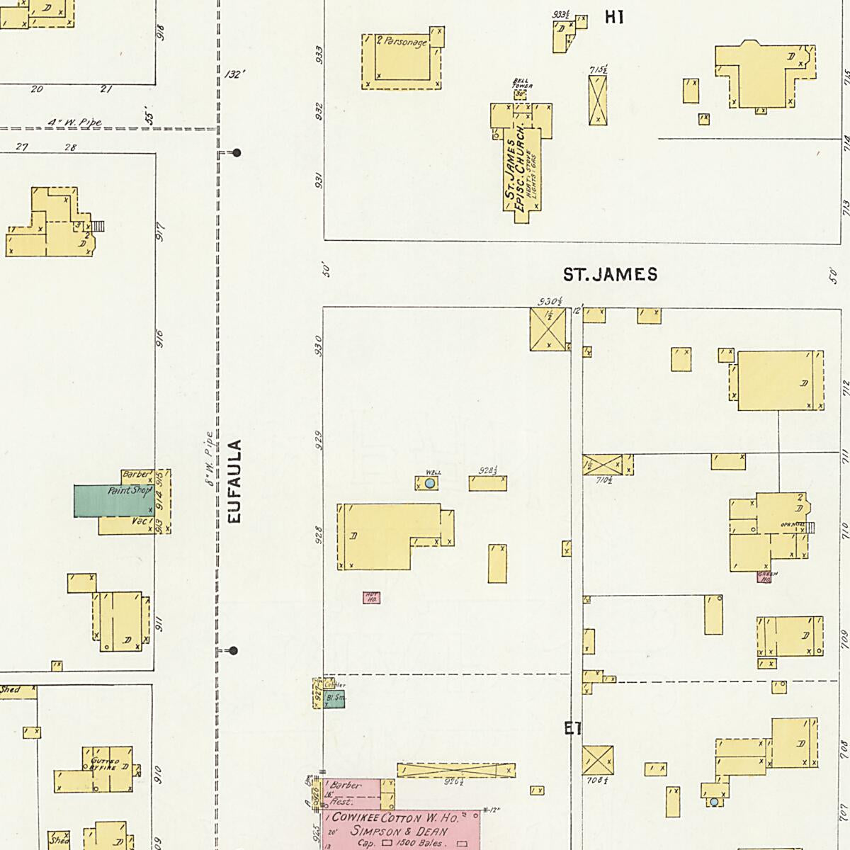 This old map of Eufaula, Barbour County, Alabama was created by Sanborn Map Company in 1903