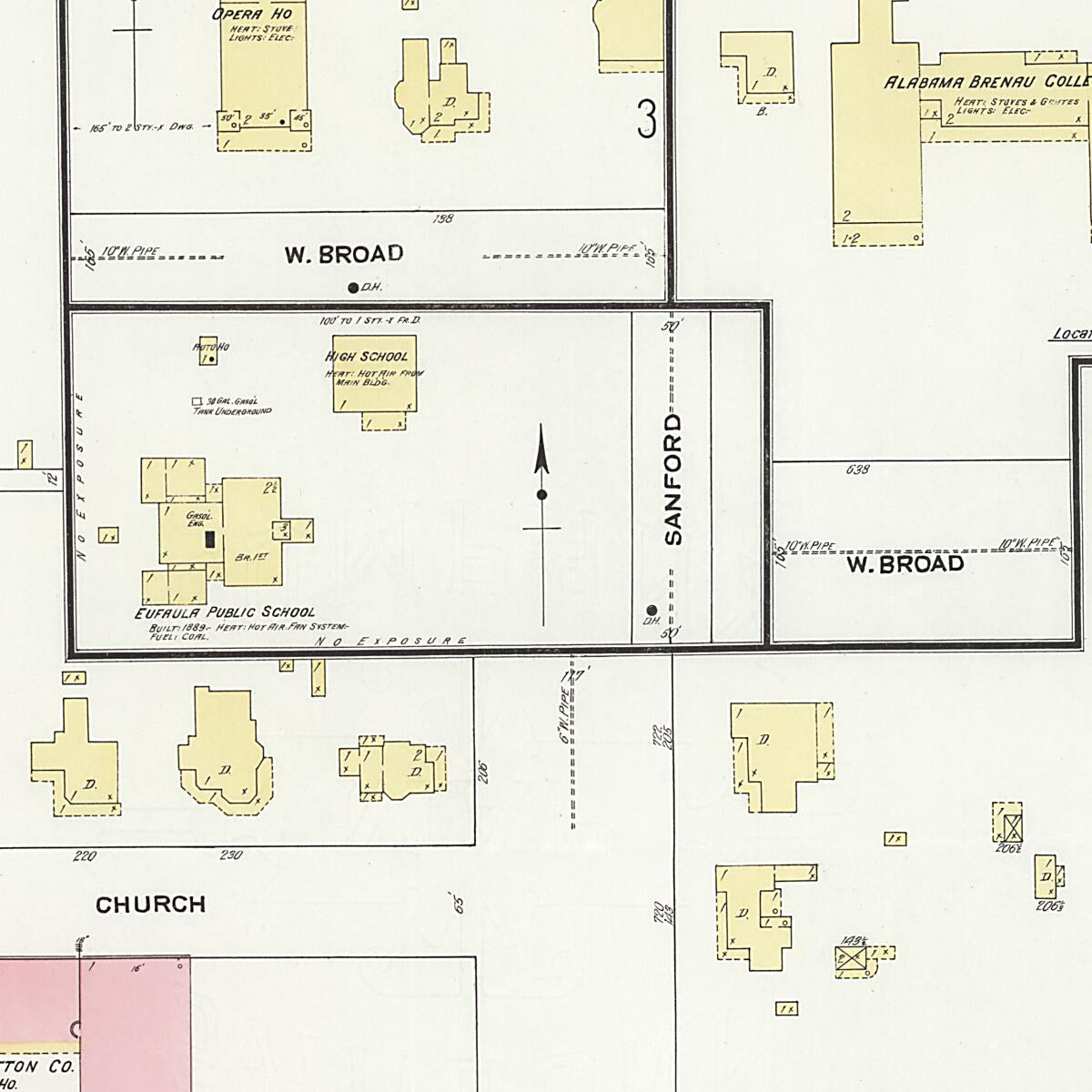 This old map of Eufaula, Barbour County, Alabama was created by Sanborn Map Company in 1910