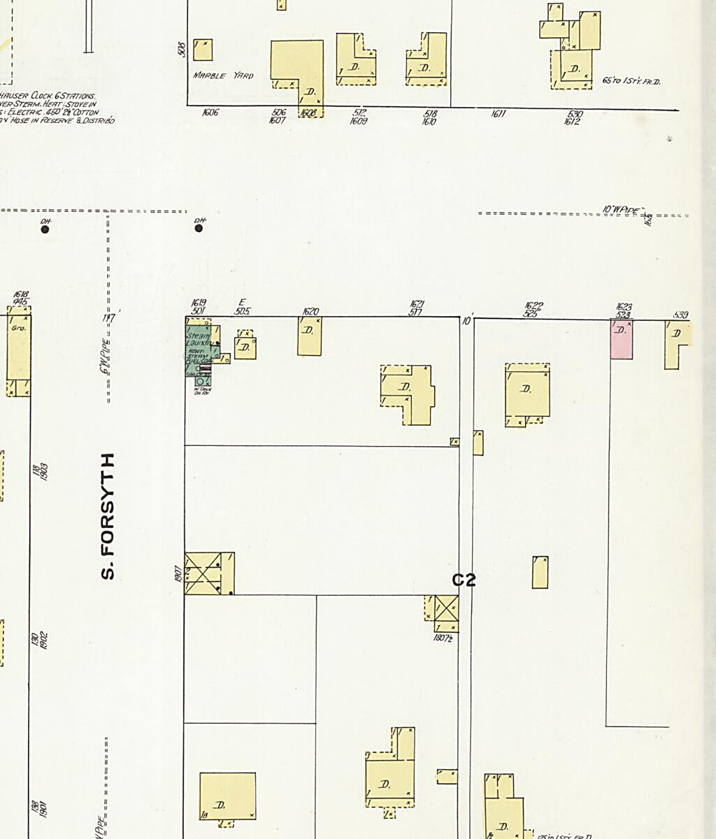 This old map of Eufaula, Barbour County, Alabama was created by Sanborn Map Company in 1910
