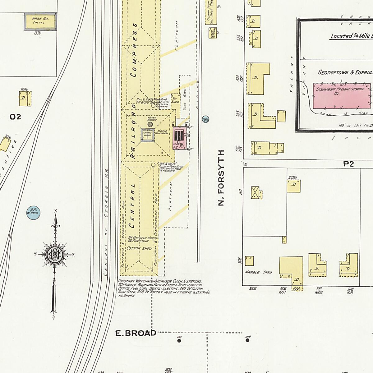 This old map of Eufaula, Barbour County, Alabama was created by Sanborn Map Company in 1910