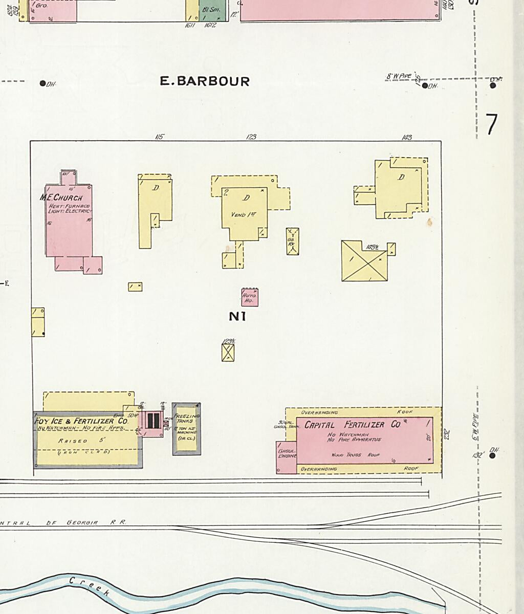 This old map of Eufaula, Barbour County, Alabama was created by Sanborn Map Company in 1910