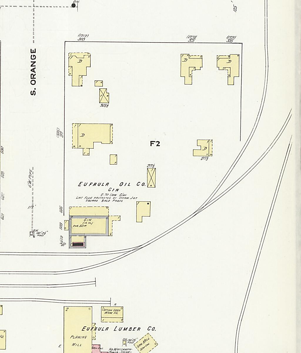 This old map of Eufaula, Barbour County, Alabama was created by Sanborn Map Company in 1910