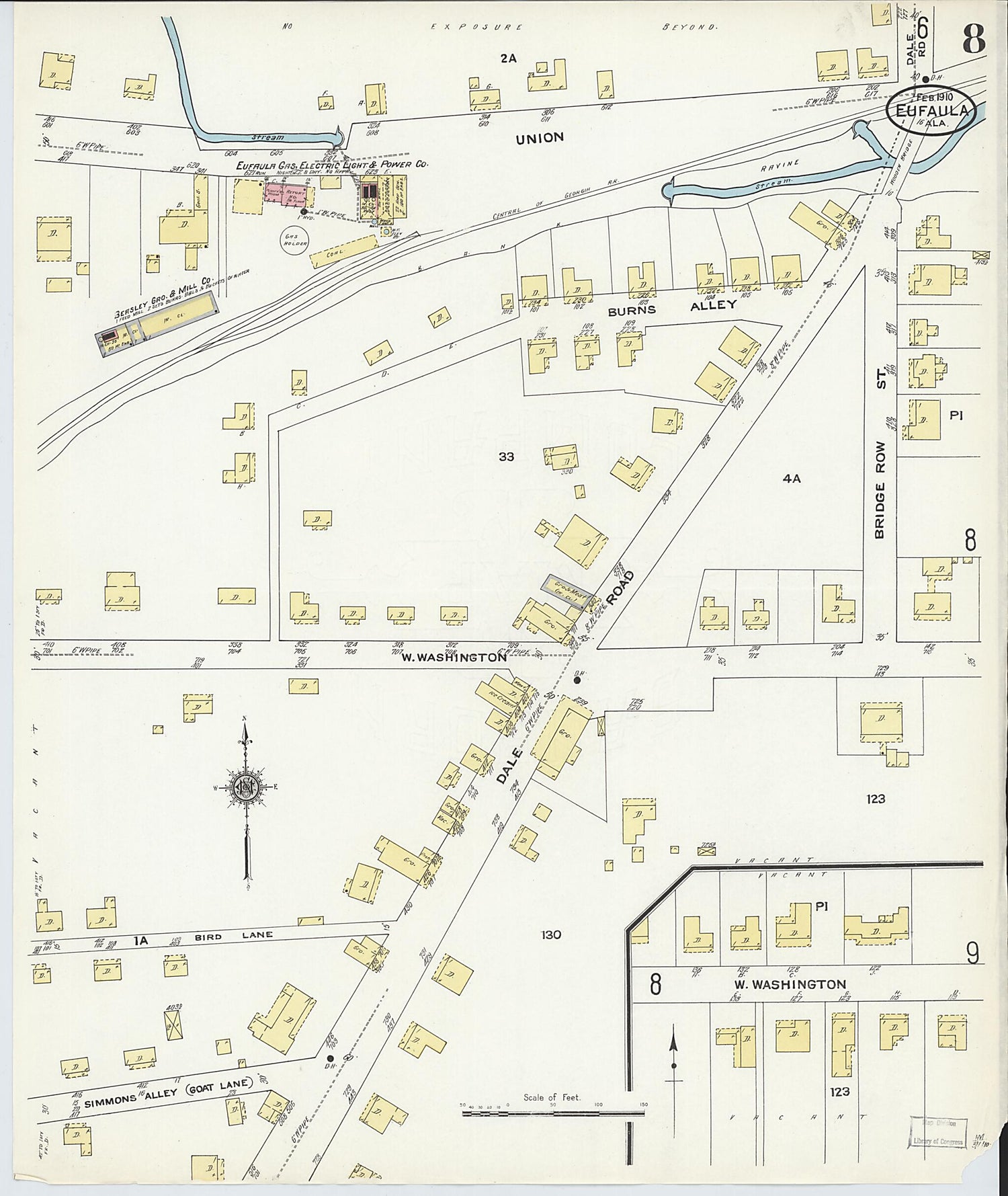 This old map of Eufaula, Barbour County, Alabama was created by Sanborn Map Company in 1910
