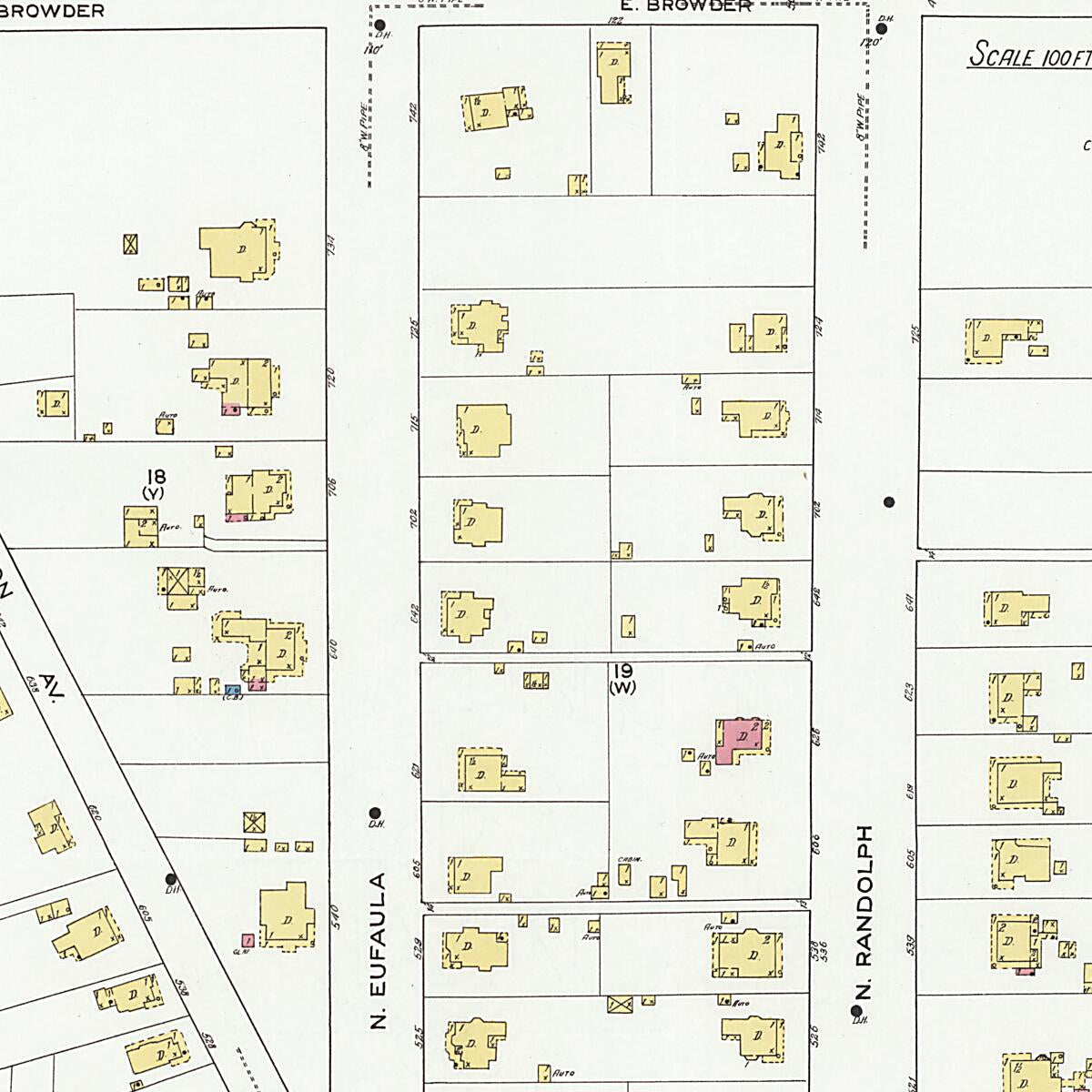 This old map of Eufaula, Barbour County, Alabama was created by Sanborn Map Company in 1920
