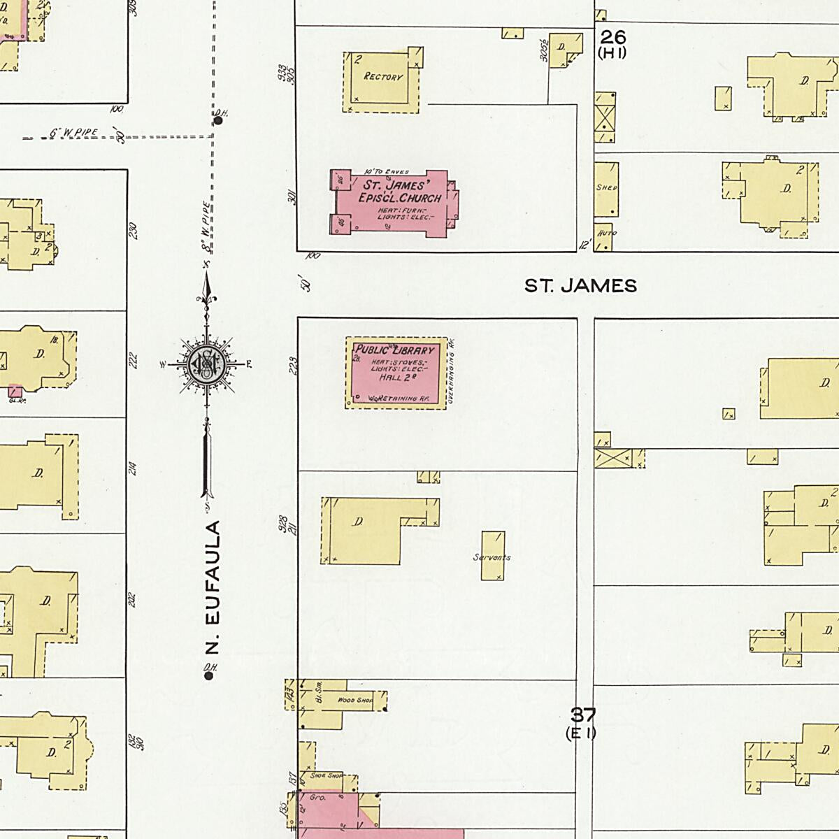 This old map of Eufaula, Barbour County, Alabama was created by Sanborn Map Company in 1920