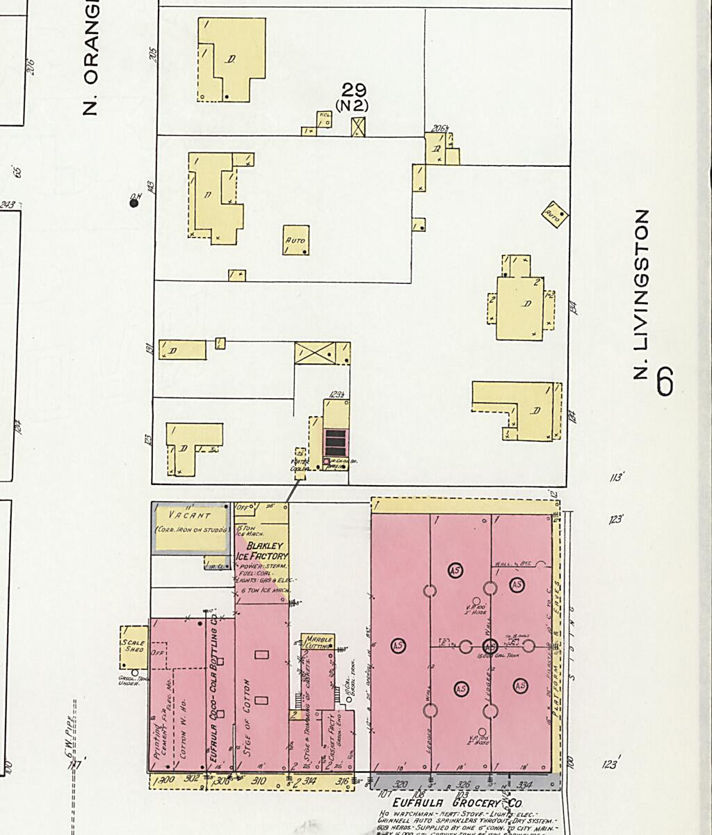 This old map of Eufaula, Barbour County, Alabama was created by Sanborn Map Company in 1920