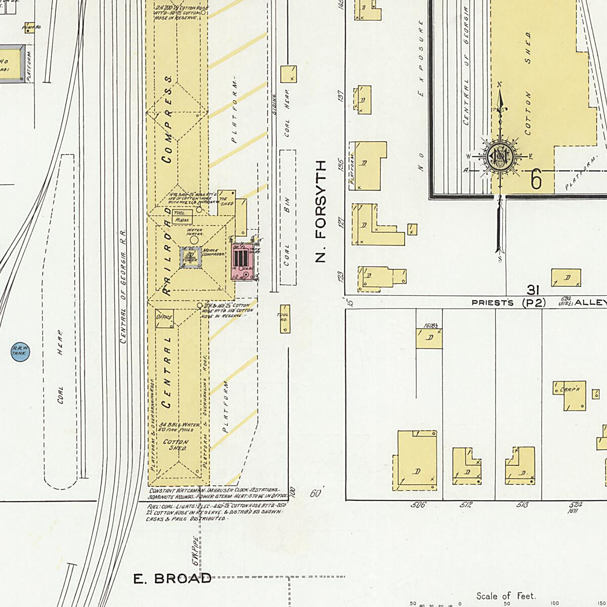 This old map of Eufaula, Barbour County, Alabama was created by Sanborn Map Company in 1920