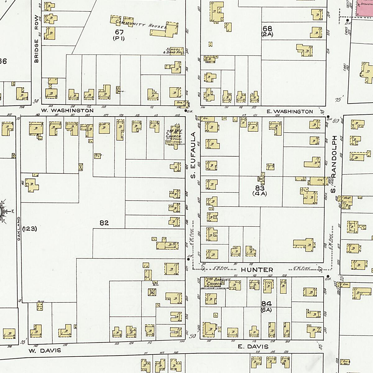 This old map of Eufaula, Barbour County, Alabama was created by Sanborn Map Company in 1920