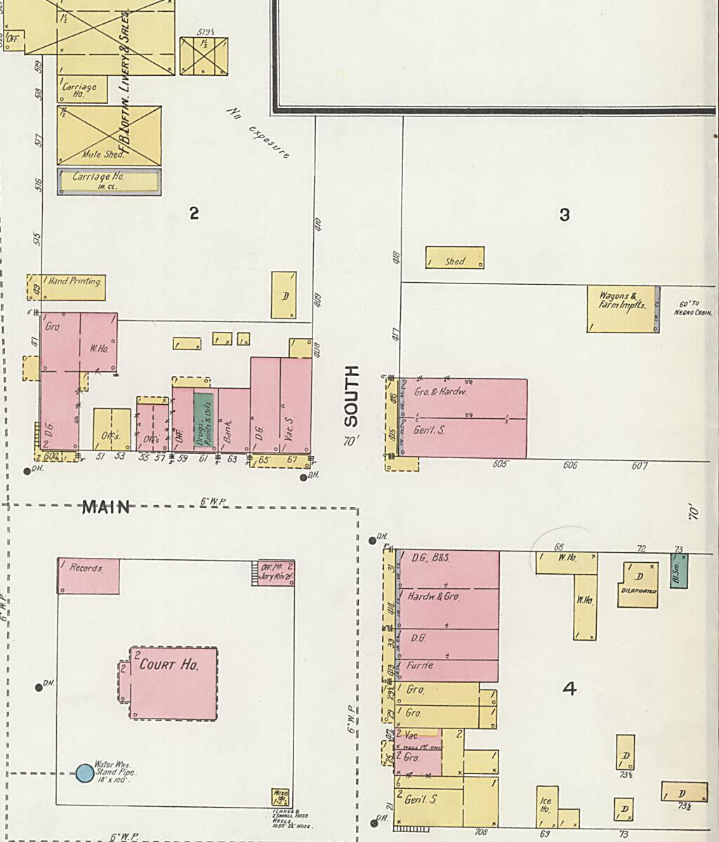 This old map of Eutaw, Greene County, Alabama was created by Sanborn Map Company in 1903