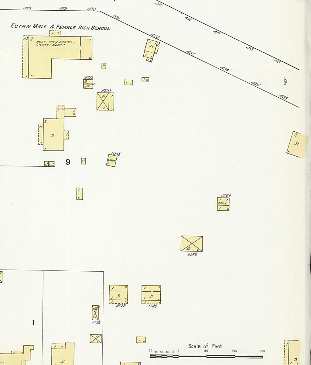 This old map of Eutaw, Greene County, Alabama was created by Sanborn Map Company in 1909