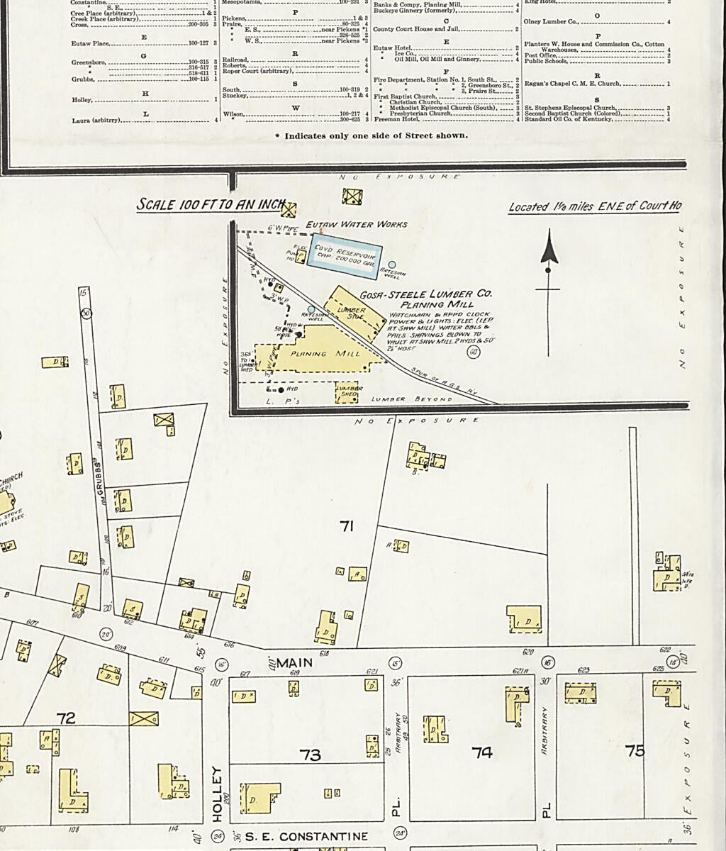 This old map of Eutaw, Greene County, Alabama was created by Sanborn Map Company in 1925
