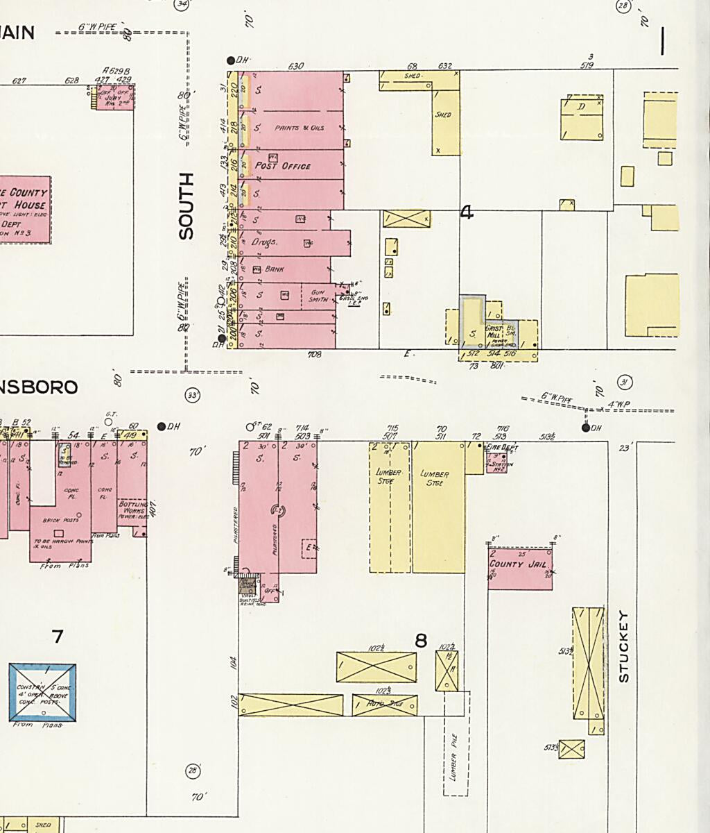 This old map of Eutaw, Greene County, Alabama was created by Sanborn Map Company in 1925