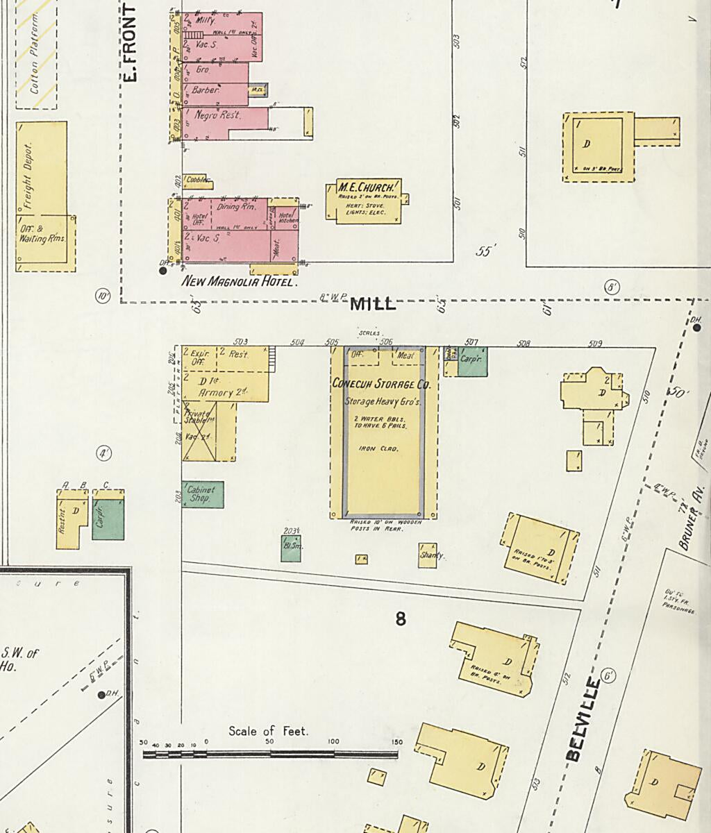 This old map of Evergreen, Conecuh County, Alabama was created by Sanborn Map Company in 1903