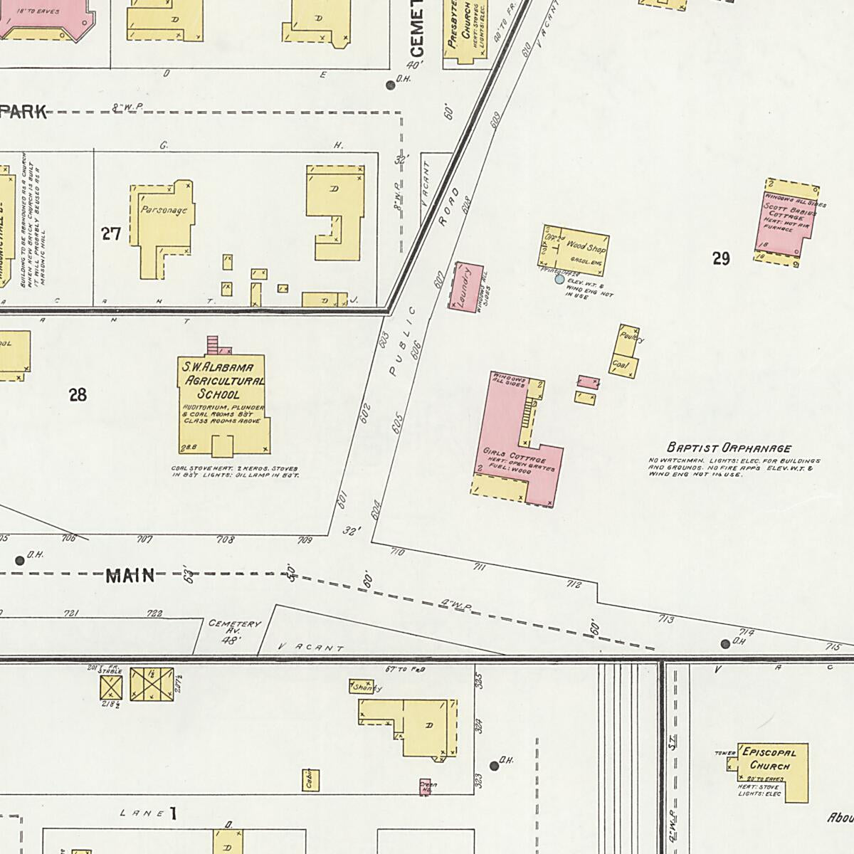 This old map of Evergreen, Conecuh County, Alabama was created by Sanborn Map Company in 1903