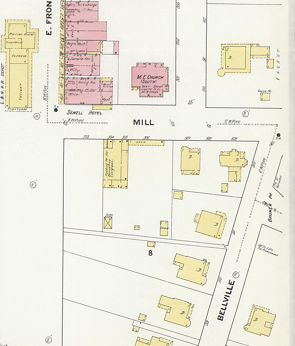 This old map of Evergreen, Conecuh County, Alabama was created by Sanborn Map Company in 1910