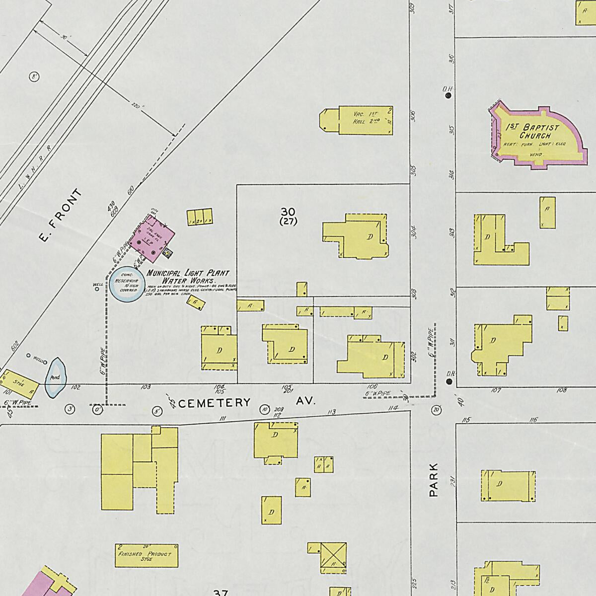 This old map of Evergreen, Conecuh County, Alabama was created by Sanborn Map Company in 1927