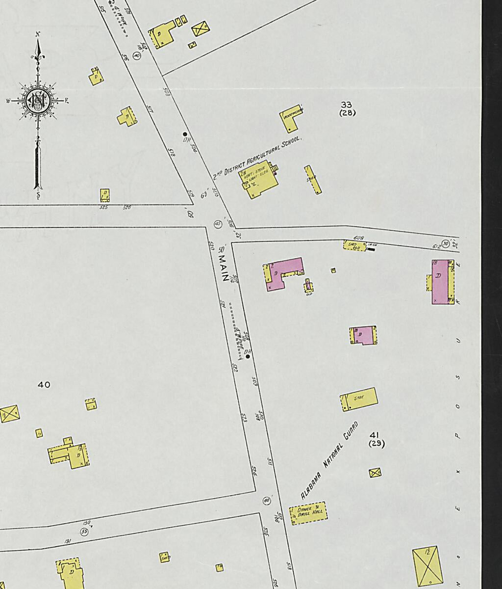 This old map of Evergreen, Conecuh County, Alabama was created by Sanborn Map Company in 1927