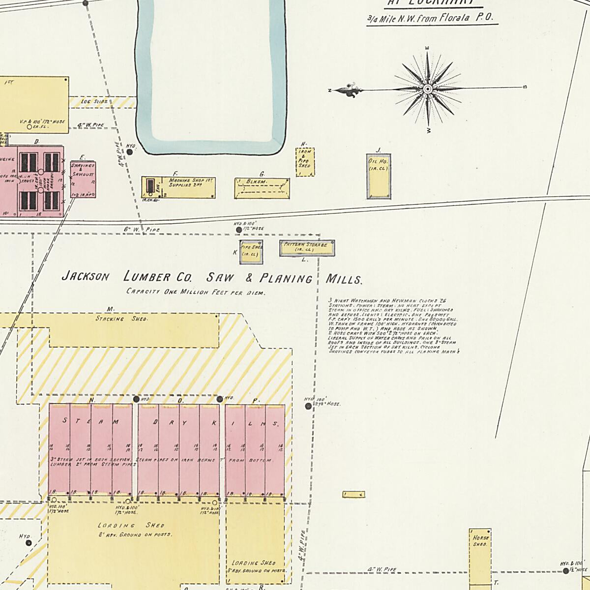 This old map of Lockhart, Covington County, Alabama was created by Sanborn Map Company in 1907