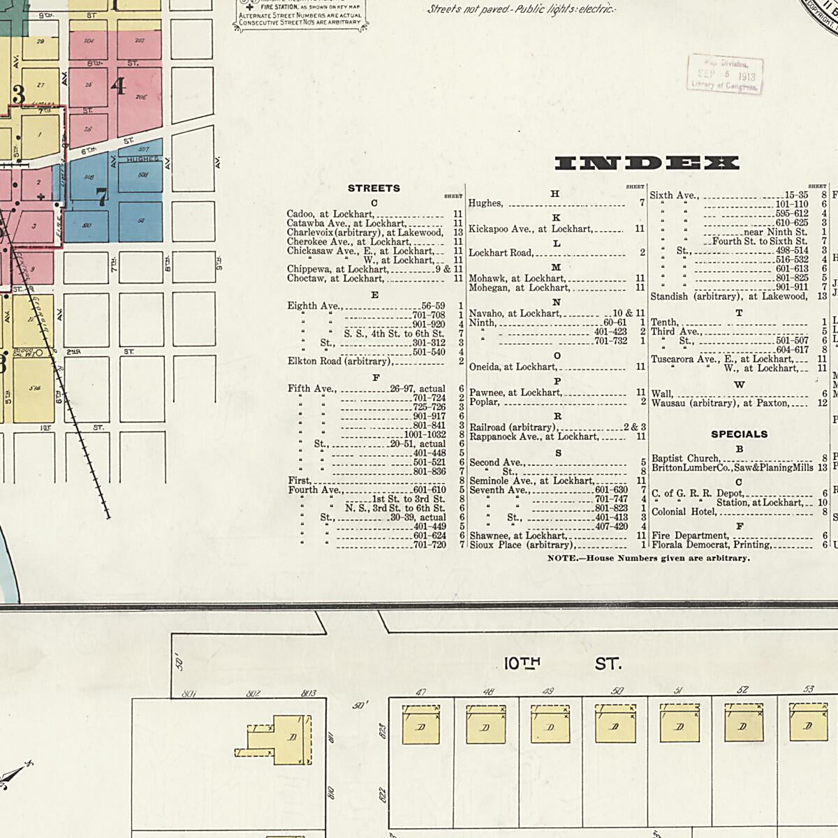 This old map of Lockhart, Covington County, Alabama was created by Sanborn Map Company in 1913