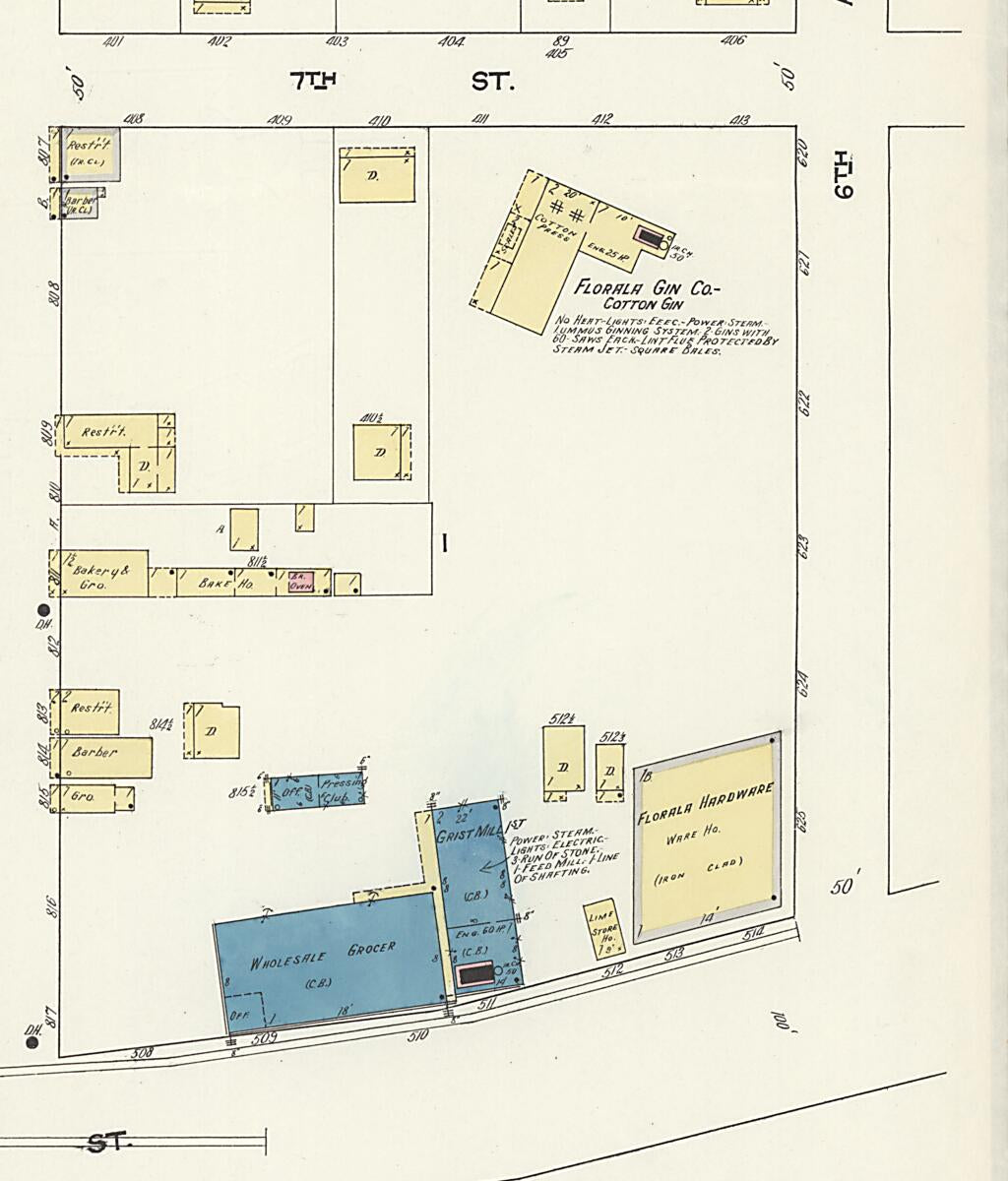This old map of Lockhart, Covington County, Alabama was created by Sanborn Map Company in 1913