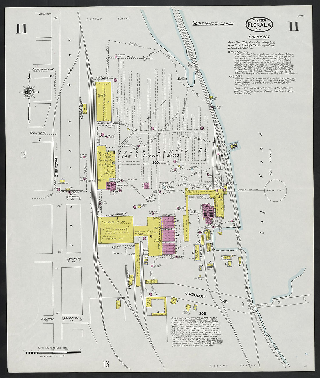 This old map of Paxton, Covington County, Florida was created by Sanborn Map Company in 1924