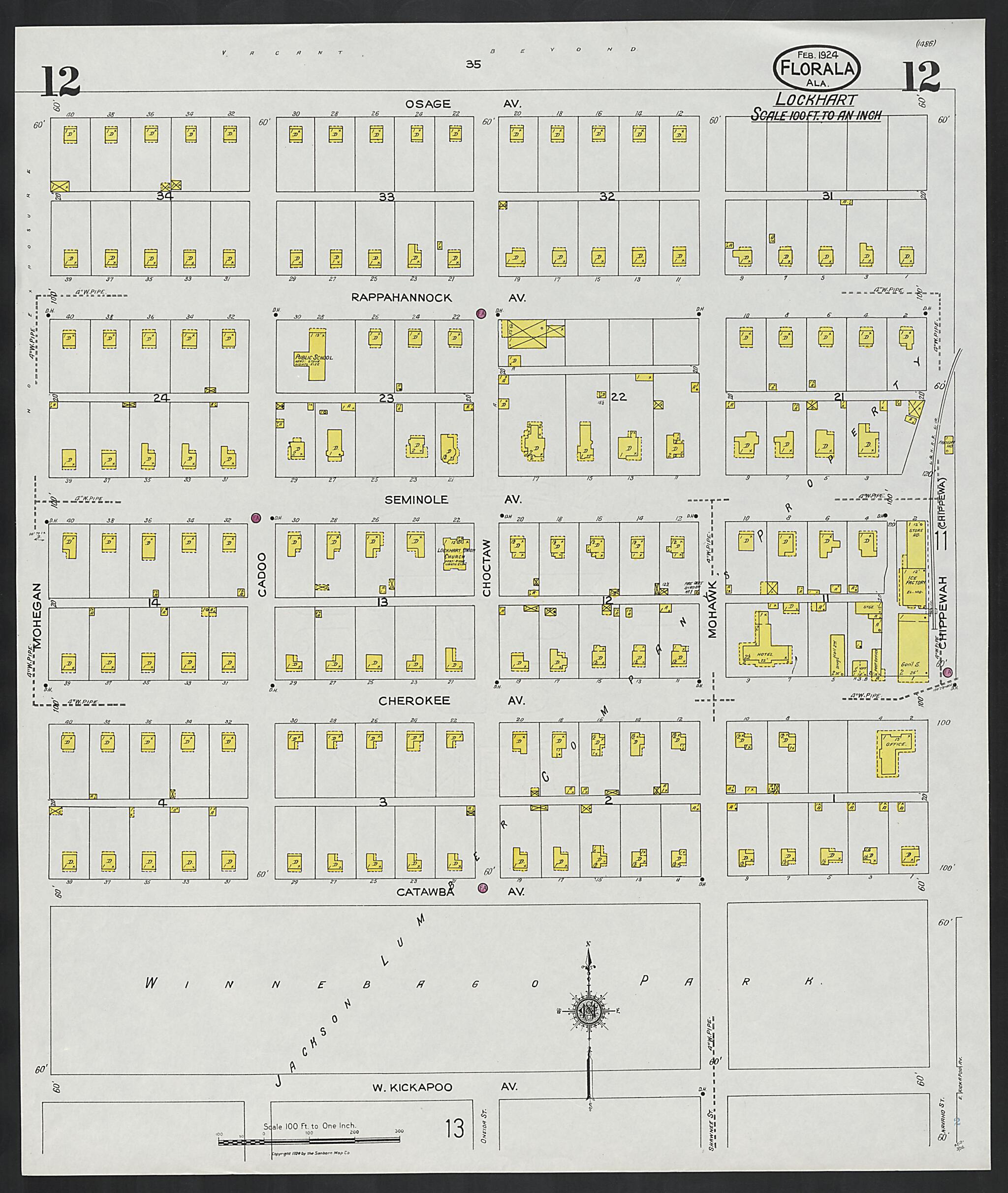 This old map of Paxton, Covington County, Florida was created by Sanborn Map Company in 1924