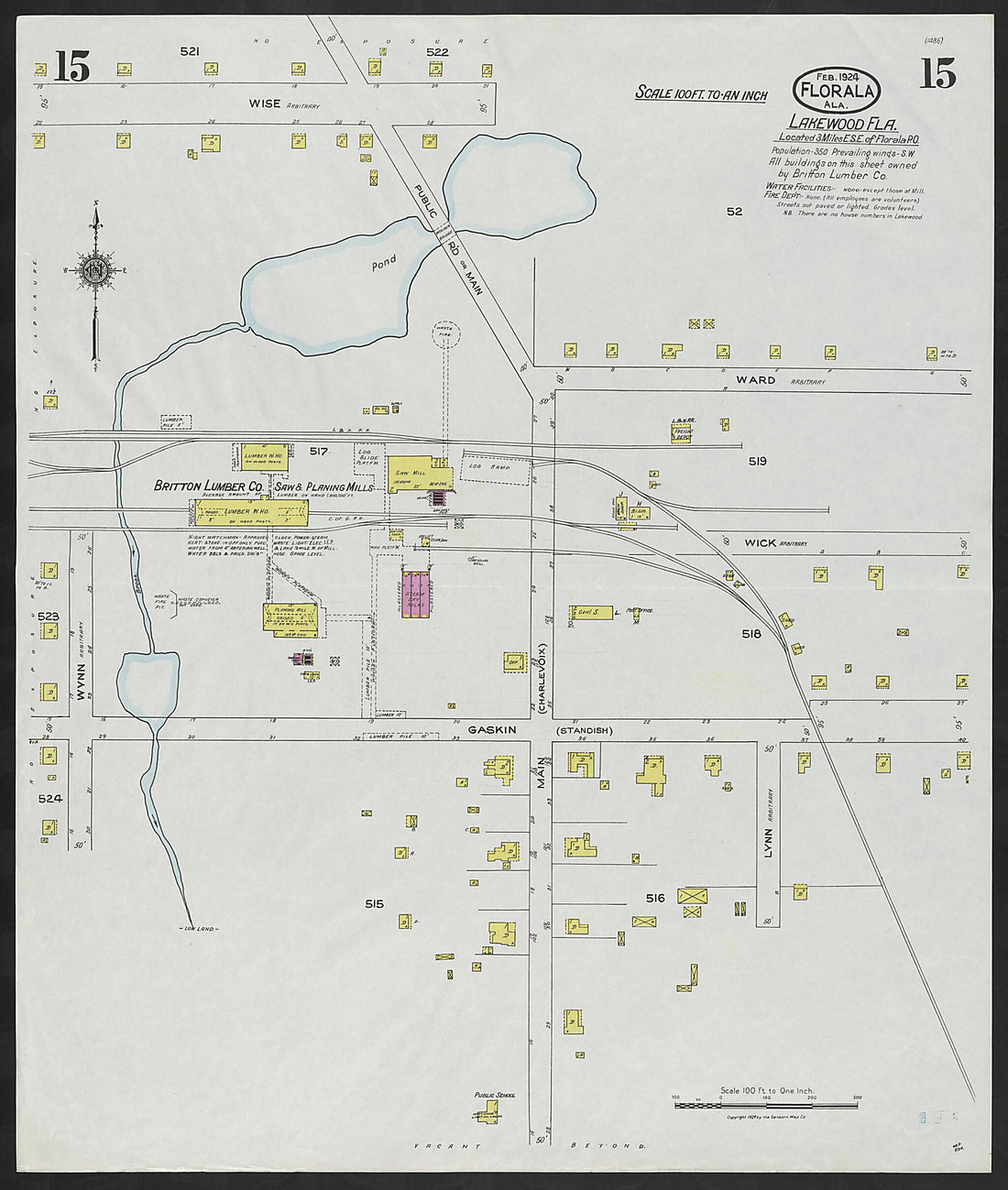 This old map of Paxton, Covington County, Florida was created by Sanborn Map Company in 1924