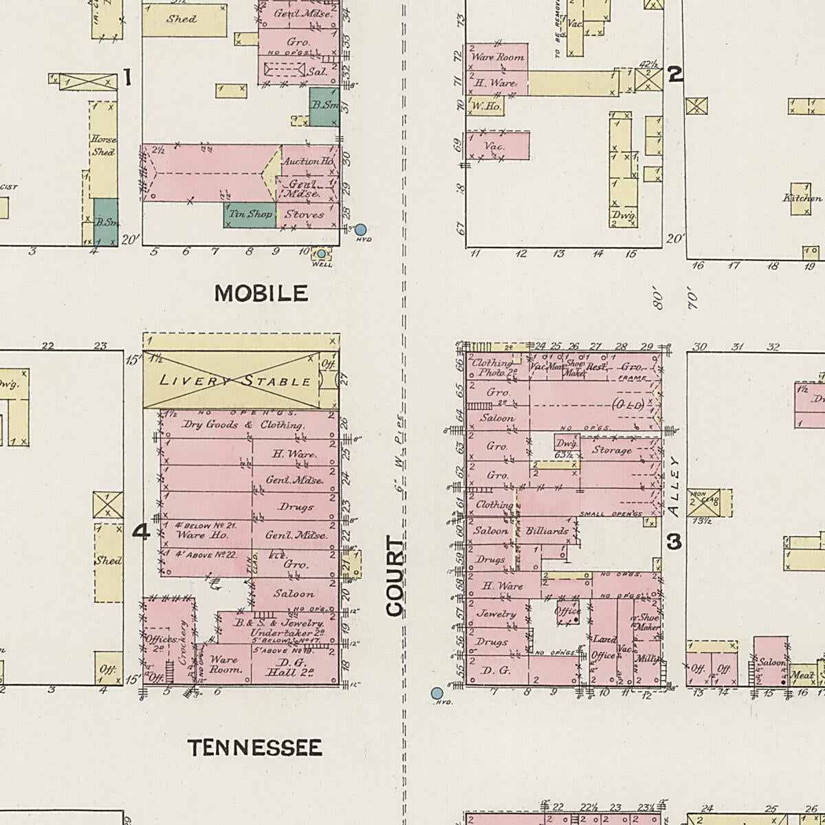 This old map of Florence, Lauderdale County, Alabama was created by Sanborn Map Company in 1889