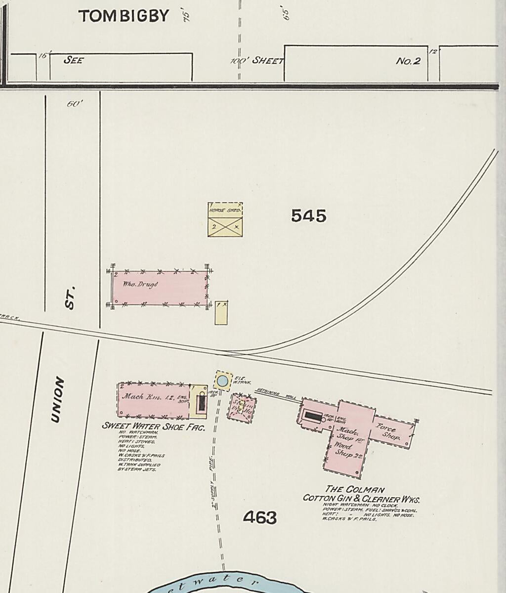 This old map of Florence, Lauderdale County, Alabama was created by Sanborn Map Company in 1889