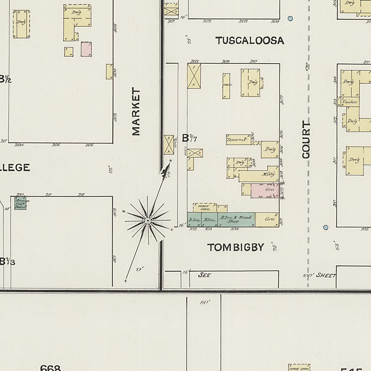This old map of Florence, Lauderdale County, Alabama was created by Sanborn Map Company in 1889