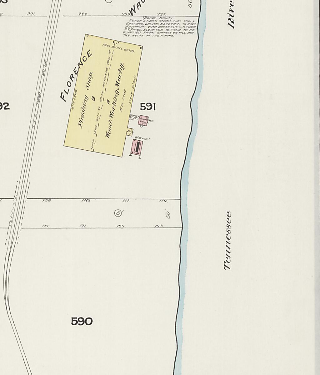 This old map of Florence, Lauderdale County, Alabama was created by Sanborn Map Company in 1889