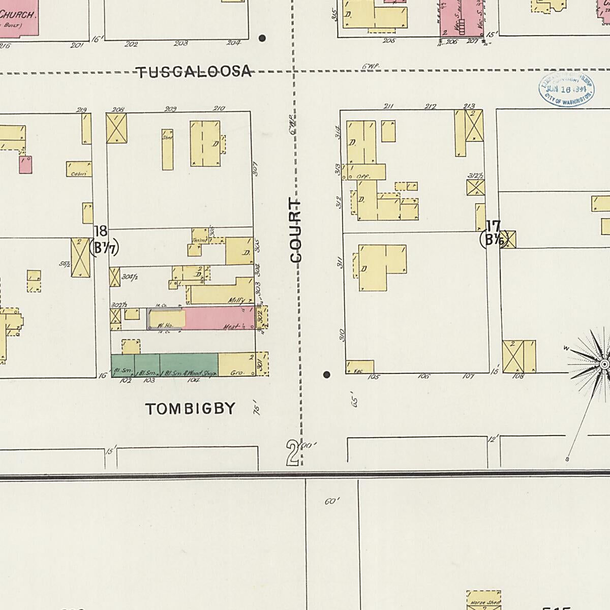 This old map of Florence, Lauderdale County, Alabama was created by Sanborn Map Company in 1894