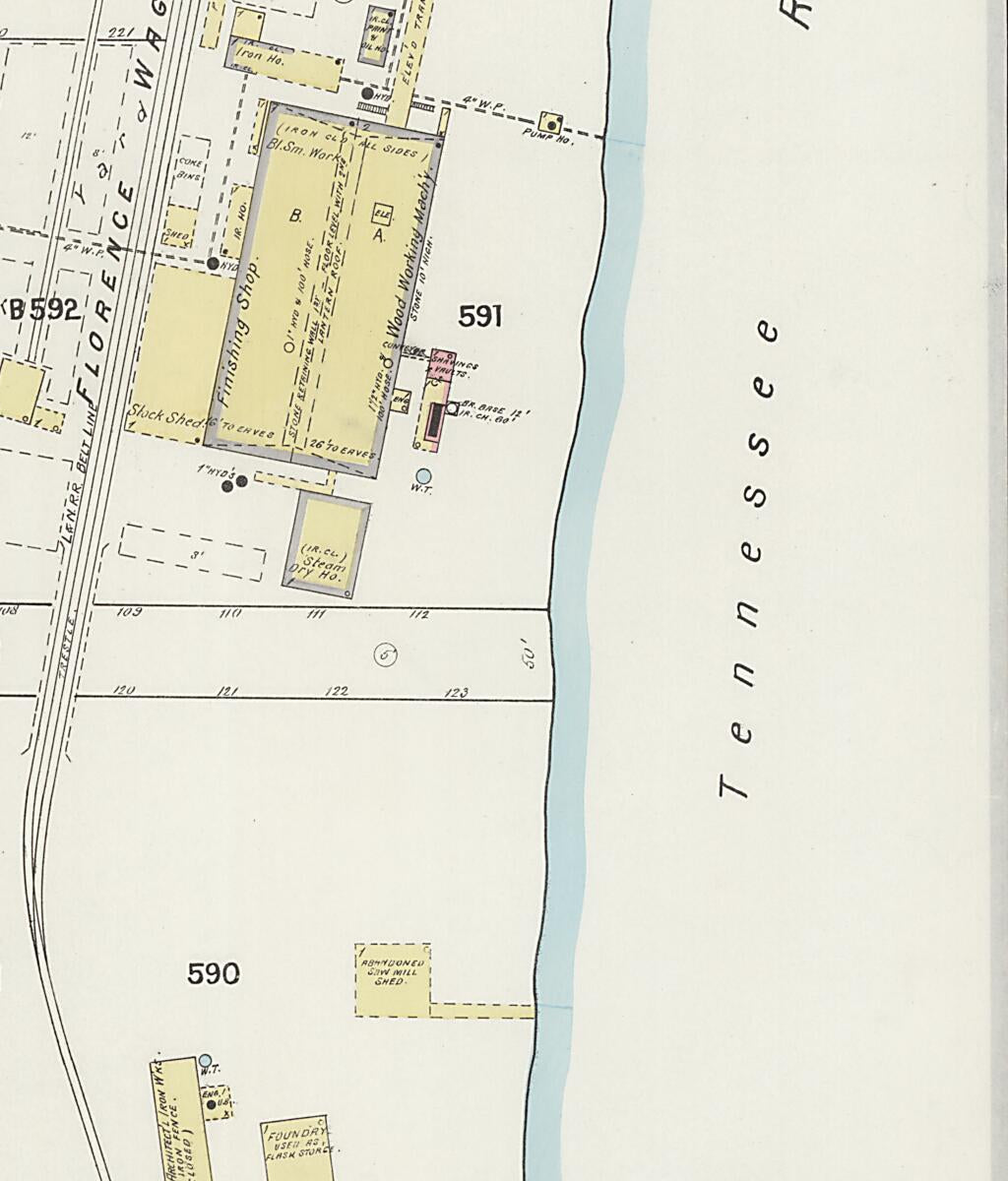 This old map of Florence, Lauderdale County, Alabama was created by Sanborn Map Company in 1894