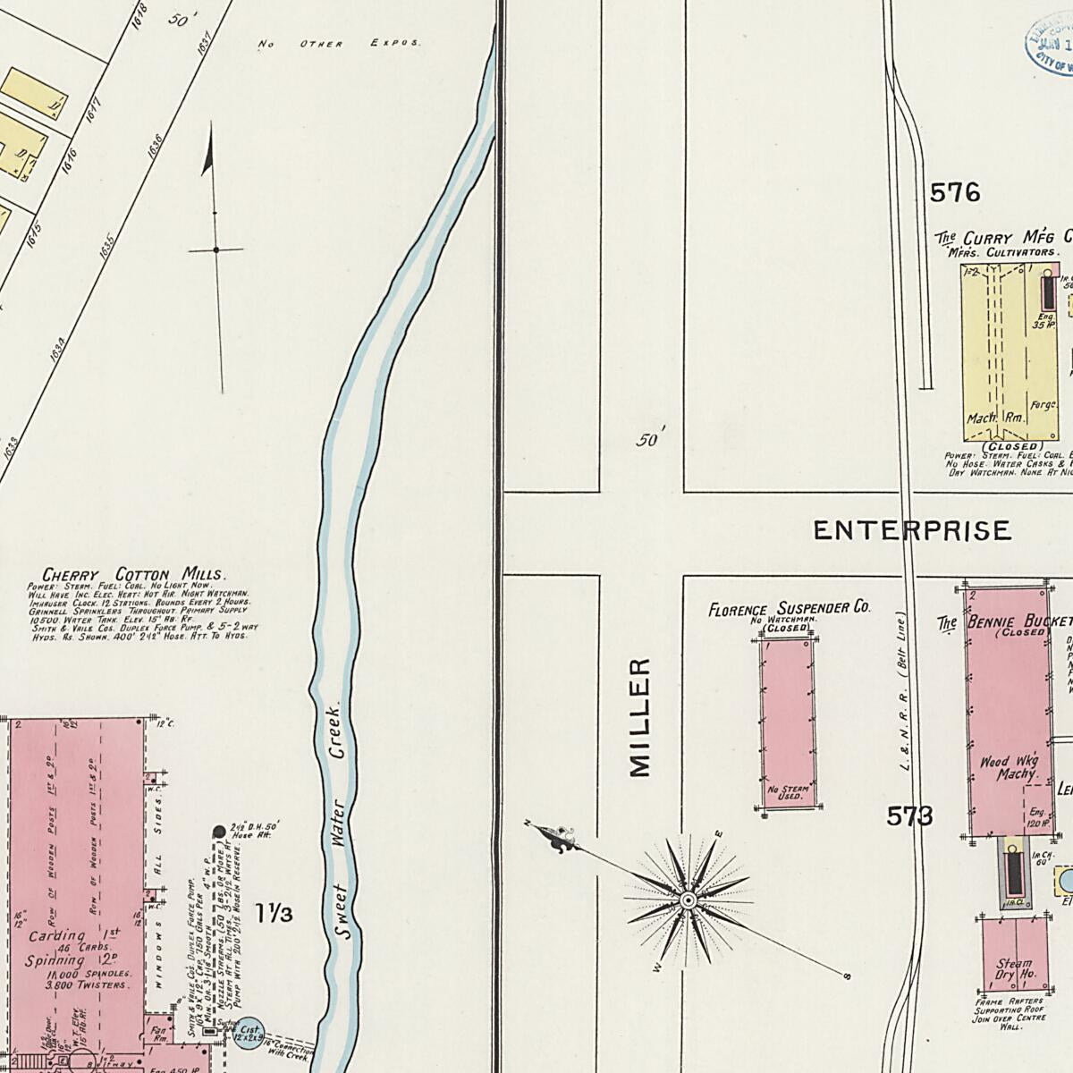 This old map of Florence, Lauderdale County, Alabama was created by Sanborn Map Company in 1894