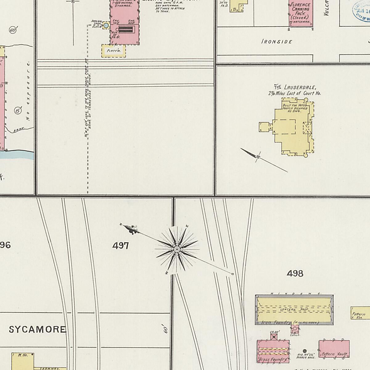 This old map of Florence, Lauderdale County, Alabama was created by Sanborn Map Company in 1894